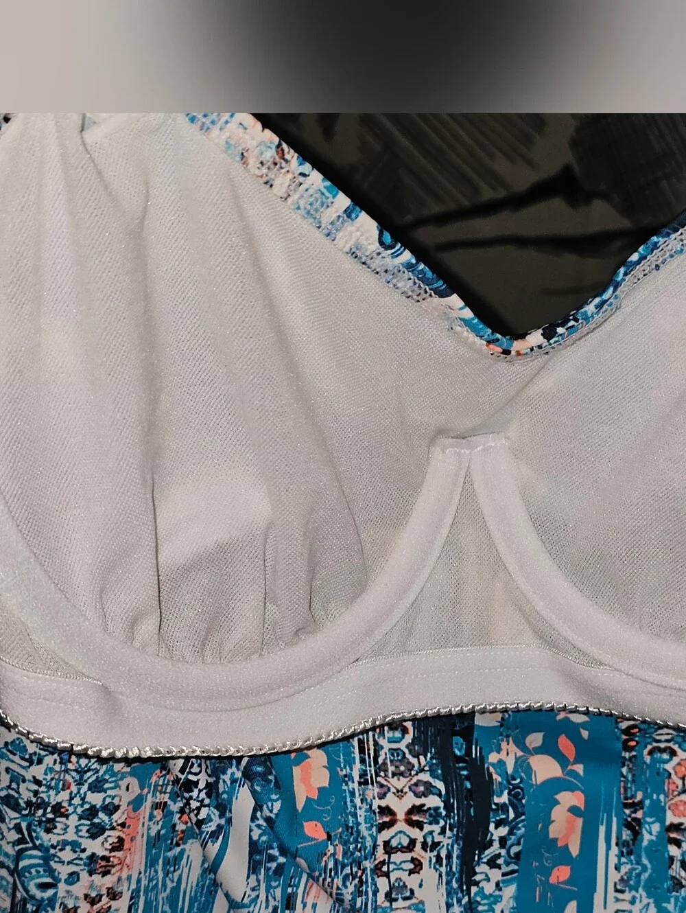 NWT Sunseeker Australia Blue Multi Underwire Tankini Top 34B
